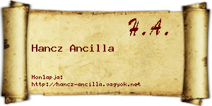 Hancz Ancilla névjegykártya